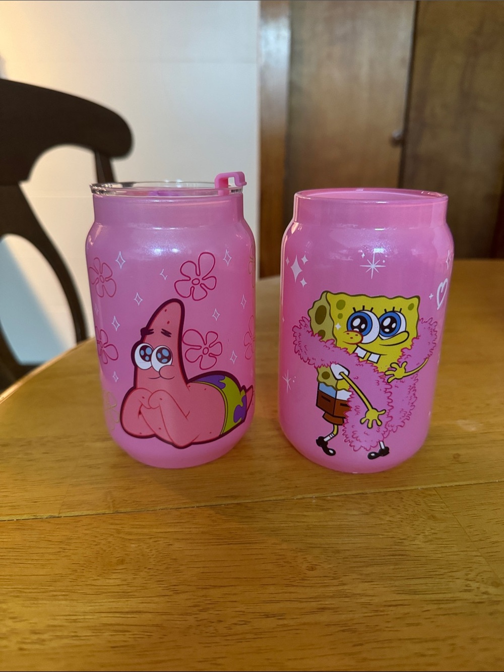 Pink SpongeBob & Patrick Can-Shaped Tumblers